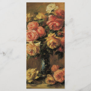 Rose in einer Vase von Renoir, Vintage Blumenhochz Menükarte
