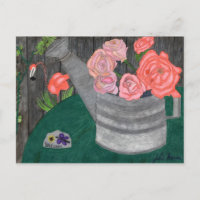 Rose in einer Wasserdose Postkarte