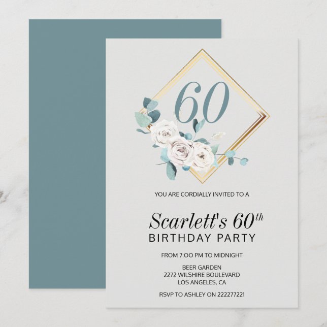 Rose in Frame Birthday Einladung (Vorne/Hinten)