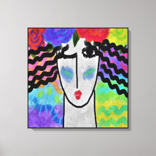 Rose in ihrem Haar Abstrakte digitale Malerei Leinwanddruck