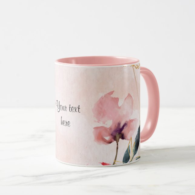 Rose in Pastell und Goldrahmen Tasse (VorderseiteRechts)