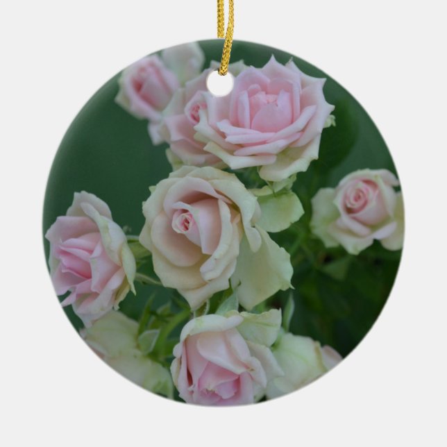 Rose in Pastellrosa Keramik Ornament (Vorne)