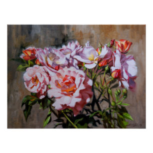 Rose in Pavlovsk - elegante Ölmalerei in Rosa Poster