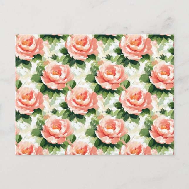 Rose in pfirsichrosa Muster Postkarte (Vorderseite)