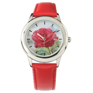 Rose in Regentropfen Armbanduhr