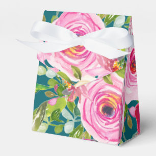 Rose in Rosa auf Aquamarinen Personalisierten Geschenkschachtel