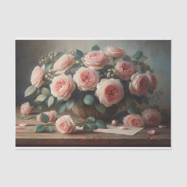 Rose in Rosa Seidenpapier (Vorderseite)