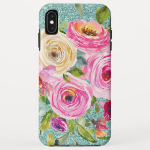 Rose in Rosa und Creme Aqua Glitzer Case-Mate iPhone Hülle