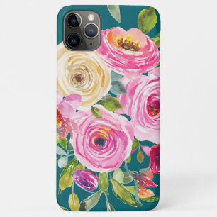 Rose in Rosa und Creme auf Aquamarin Case-Mate iPhone Hülle