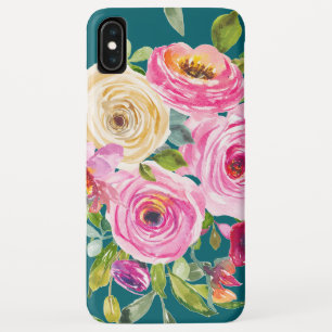 Rose in Rosa und Creme auf Aquamarin Case-Mate iPhone Hülle