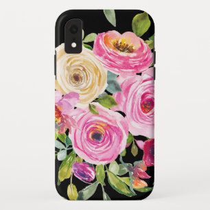 Rose in Rosa und Creme auf Schwarz Case-Mate iPhone Hülle