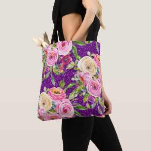 Rose in Rosa und Creme, Lila Glitzer