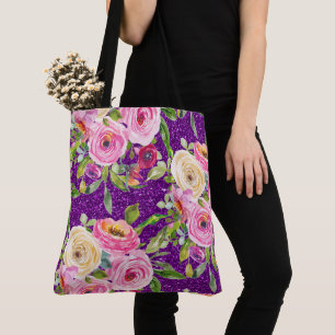 Rose in Rosa und Creme, Lila Glitzer