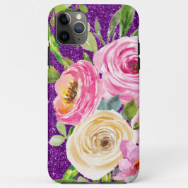 Rose in Rosa und Creme, Lila Glitzer Case-Mate iPhone Hülle