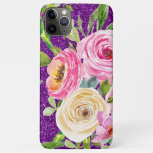 Rose in Rosa und Creme, Lila Glitzer Case-Mate iPhone Hülle