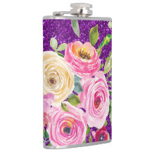 Rose in Rosa und Creme, Lila Glitzer