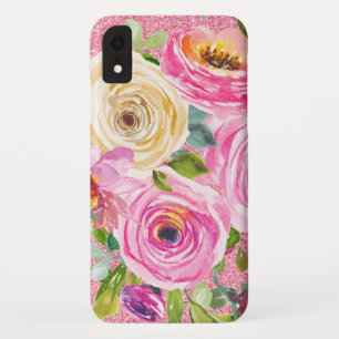 Rose in Rosa und Cremepinot Glitzer Case-Mate iPhone Hülle