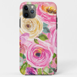 Rose in Rosa und Cremepinot Glitzer Case-Mate iPhone Hülle