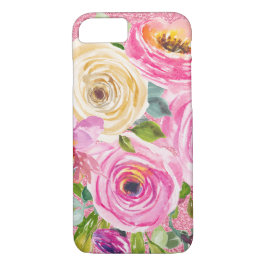 Rose in Rosa und Cremepinot Glitzer Case-Mate iPhone Hülle