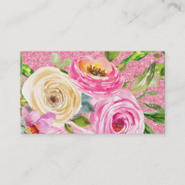 Rose in Rosa und Cremepinot Glitzer Visitenkarte