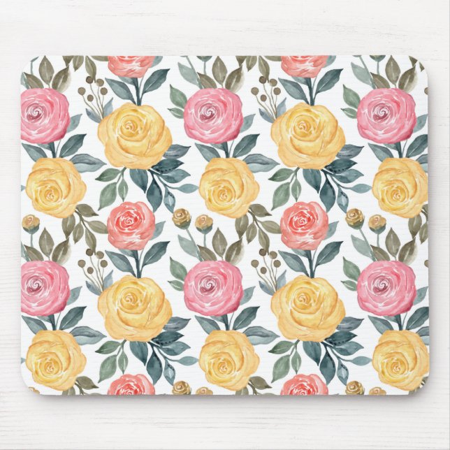 Rose in Rosa und Gelb Mousepad (Vorne)