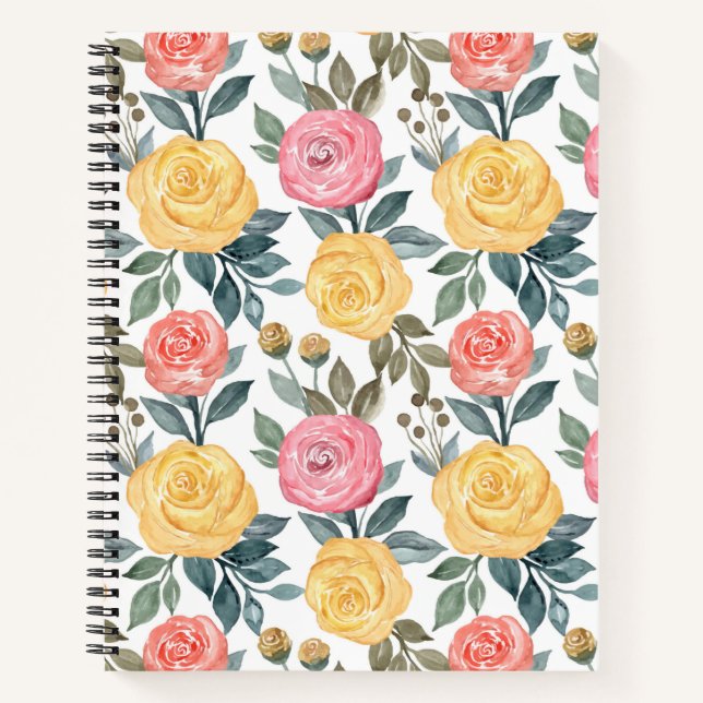 Rose in Rosa und Gelb Notizbuch (Vorderseite)