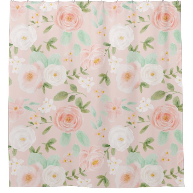 Rose in Rosa und Pfirsich Duschvorhang (Vorderseite)