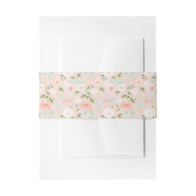 Rose in Rosa und Pfirsich Einladungsbanderole (Vorderseite Beispiel)