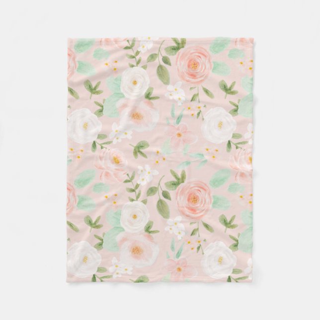 Rose in Rosa und Pfirsich Fleecedecke (Vorderseite)