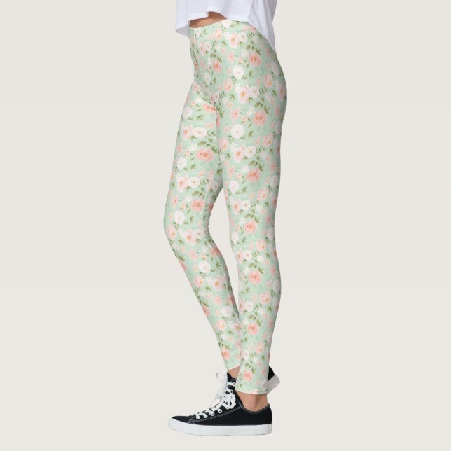 Rose in Rosa und Pfirsich Leggings (Links)