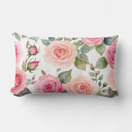 Rose in Rosa und Pfirsichfarben Lendenkissen