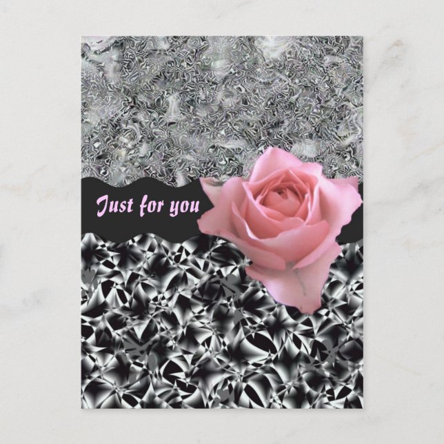 Rose in Schwarzweiß Postkarte (Vorderseite)