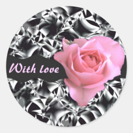 Rose in Schwarzweiß Runder Aufkleber