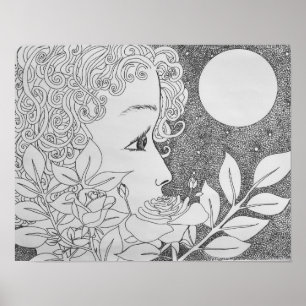 Rose in Tinte Poster