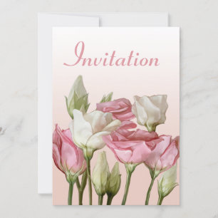 Rose in Weiß und Rosa Einladung