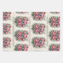 Rose-individuelle Name für Vintage Menschen Geschenkpapier Set