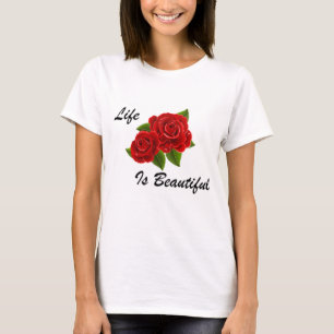 Rose, inspirierend, weiß, rot, Druck, hübsch, si T-Shirt
