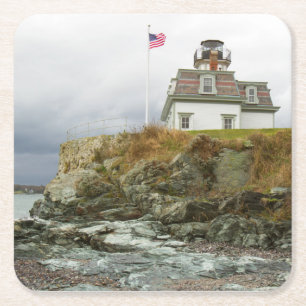 Rose Island Leuchtturm Rechteckiger Pappuntersetzer