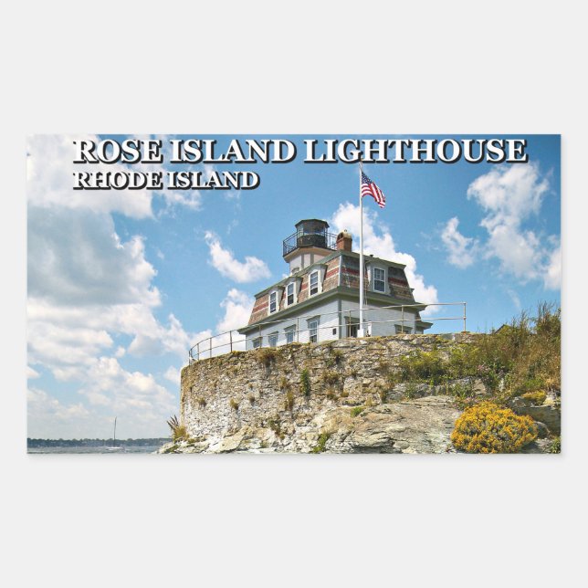 Rose Island Lighthouse, Rhode Island Rechteckiger Aufkleber (Vorderseite)