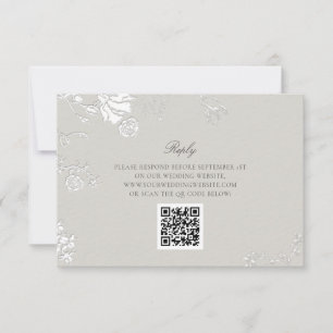 Rose Ivory Sonnet Formal Classic QR Code Hochzeit RSVP Karte