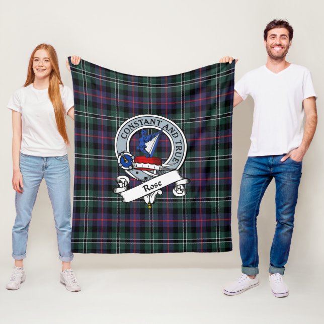 Rose Jagd Modernes Clan Abzeichen Tartan Kariert Fleecedecke (Beispiel)