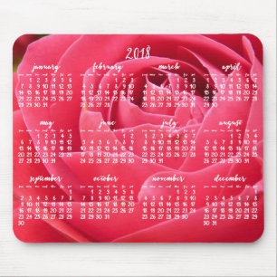 Rose Jährlicher Kalender 2018 Mauspads