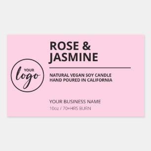 Rose Jasmine Scent Pink Soy Candle Labels Rechteckiger Aufkleber