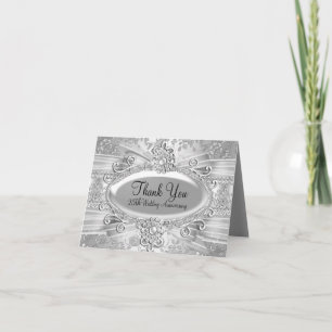 Rose & Jewel Silver 25. Jahrestag Vielen Dank Dankeskarte