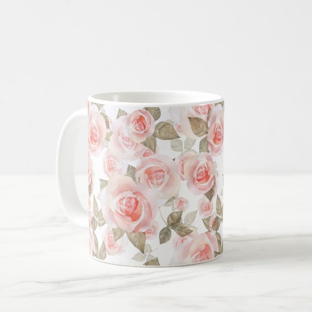 Rose Kaffeetasse (Vorderseite Links)