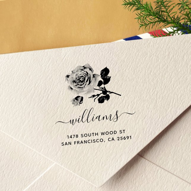 Rose Kalligraphie Rücksendeadresse Permastempel (Von Creator hochgeladen)