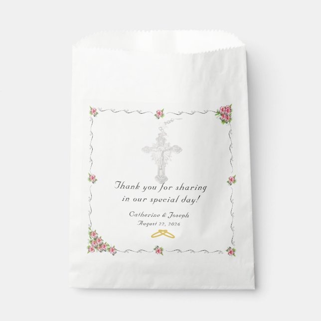 Rose Katholische Gastgeschenk Hochzeit Geschenktütchen (Vorderseite)