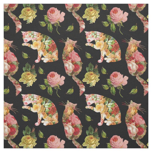 Rose Kätzchen Vintag Blumengewebe Stoff (Muster)