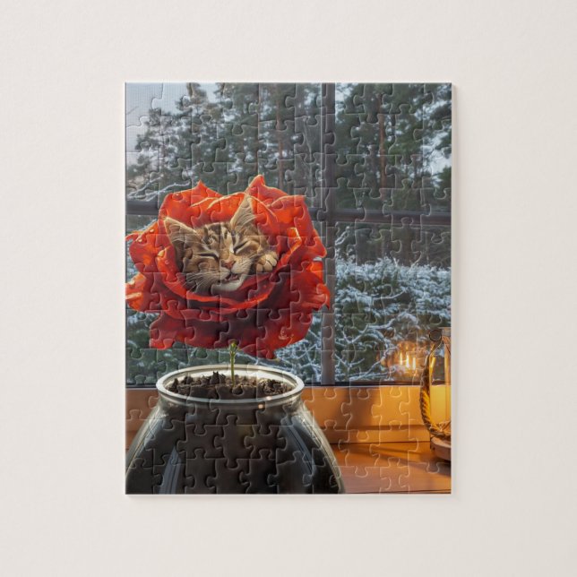 Rose Katzen Traum  Puzzle (Vertikal)