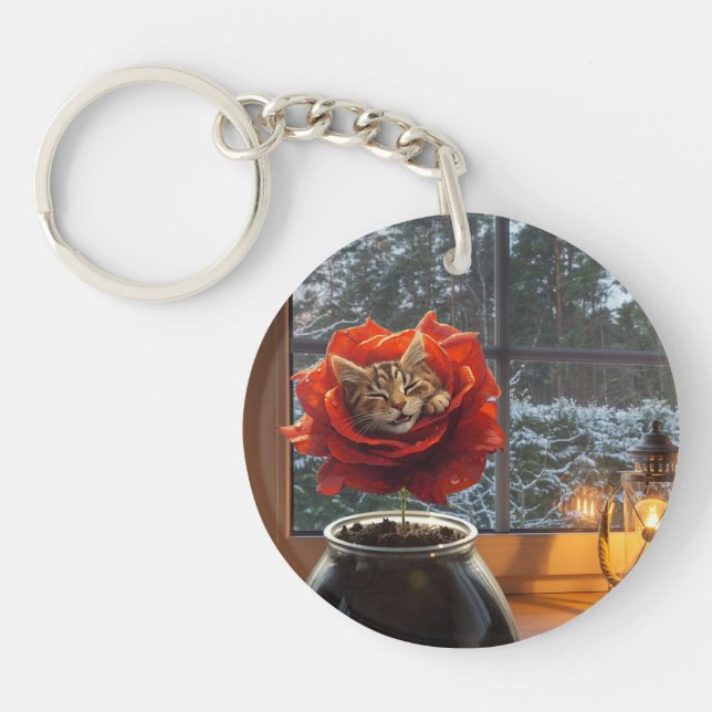 Rose Katzen Traum  Schlüsselanhänger (Vorderseite)